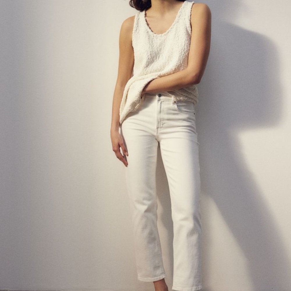 H&am straight leg, regular fit, ankle length jeans in cream